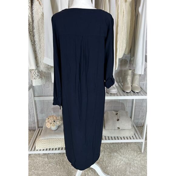 Alex & Lili Women's Size S Navy Hi-Low T Roll Tab Sleeve Shirt Dress #0271 - Picture 5 of 16